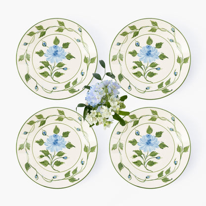 Blue Rose Bud Starter Plates (Set of 4)