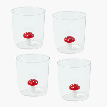 Red Mushroom Glasses (Set of 4)