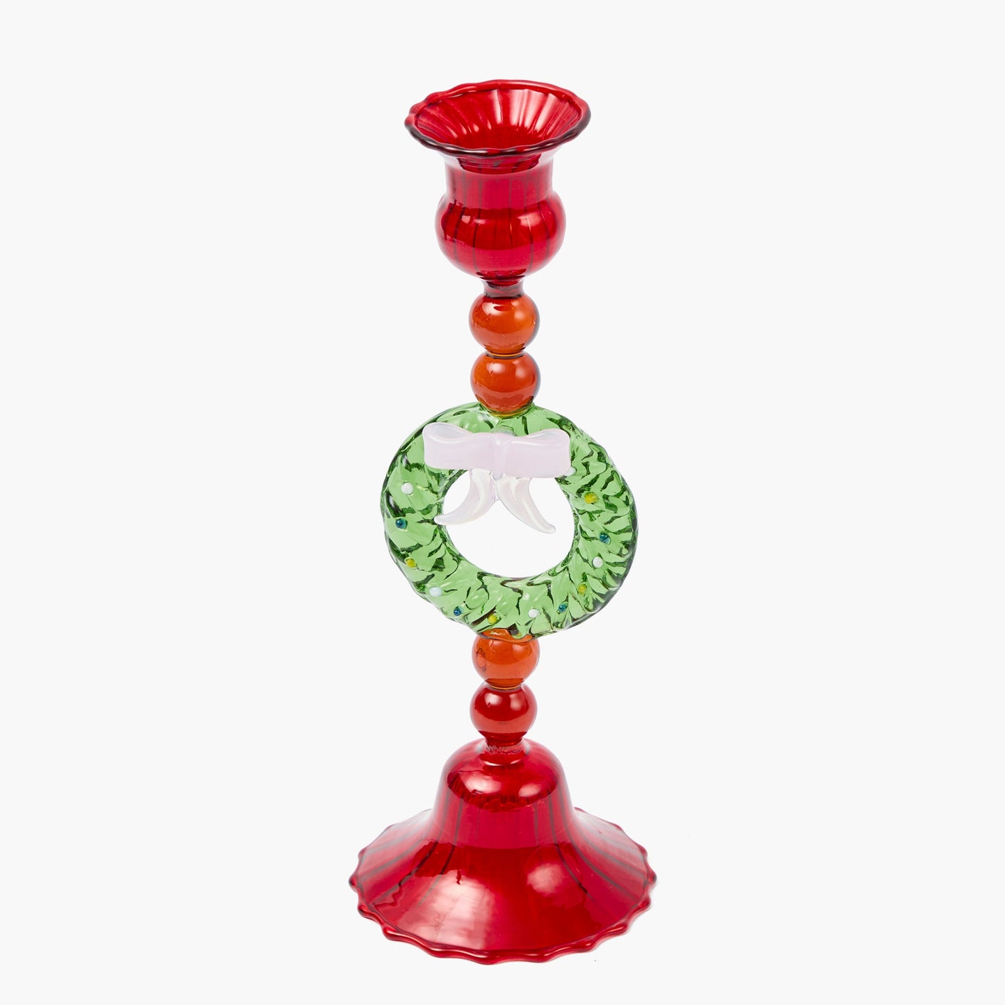 Wreath Glass Candle Holders (Pair)
