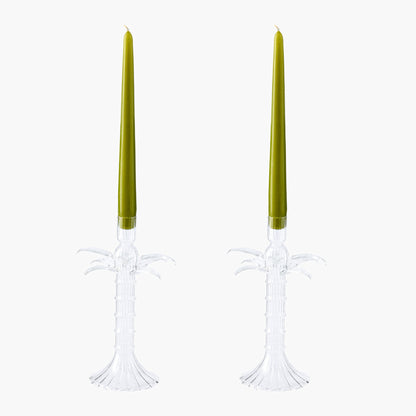 Palm Tree Glass Candle Set (Apple Green)