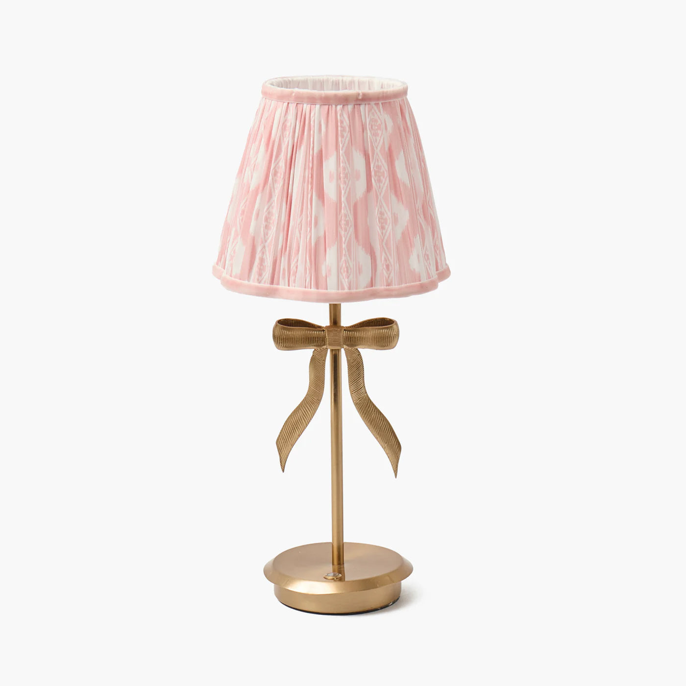 Marilyn Bow Rechargeable Lamp with Pink Ikat Shade (18cm)