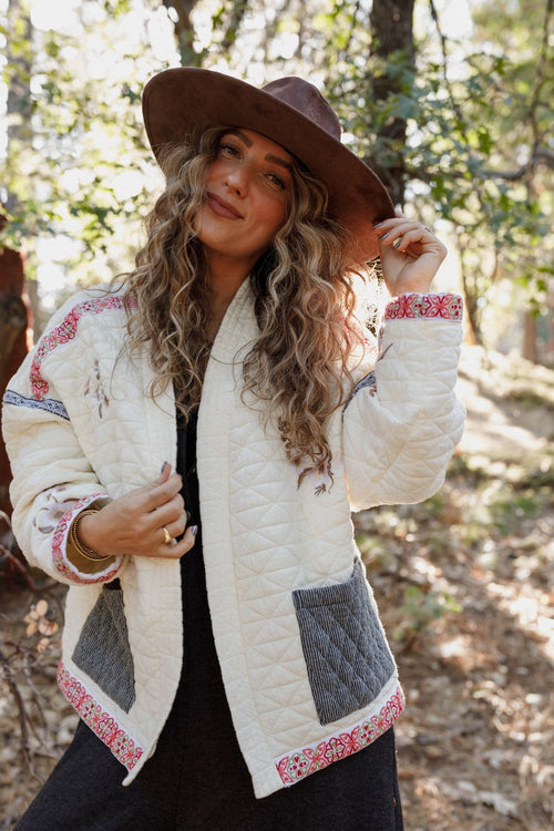 Adeline Embroidered Jacket - Cream - Pre Order
