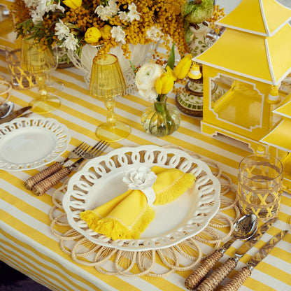 Yellow Glass Lantern Tea Light Holder (Pair) - 18cm
